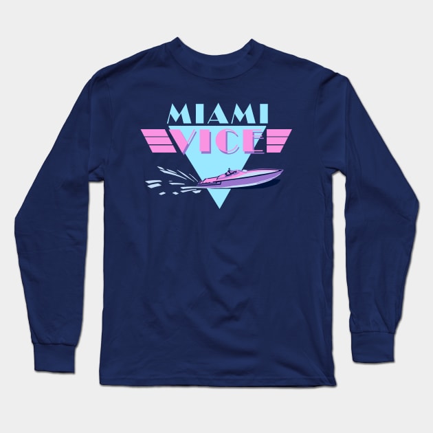 Miami Vice - Boat 80s Long Sleeve T-Shirt by DoctorBlue